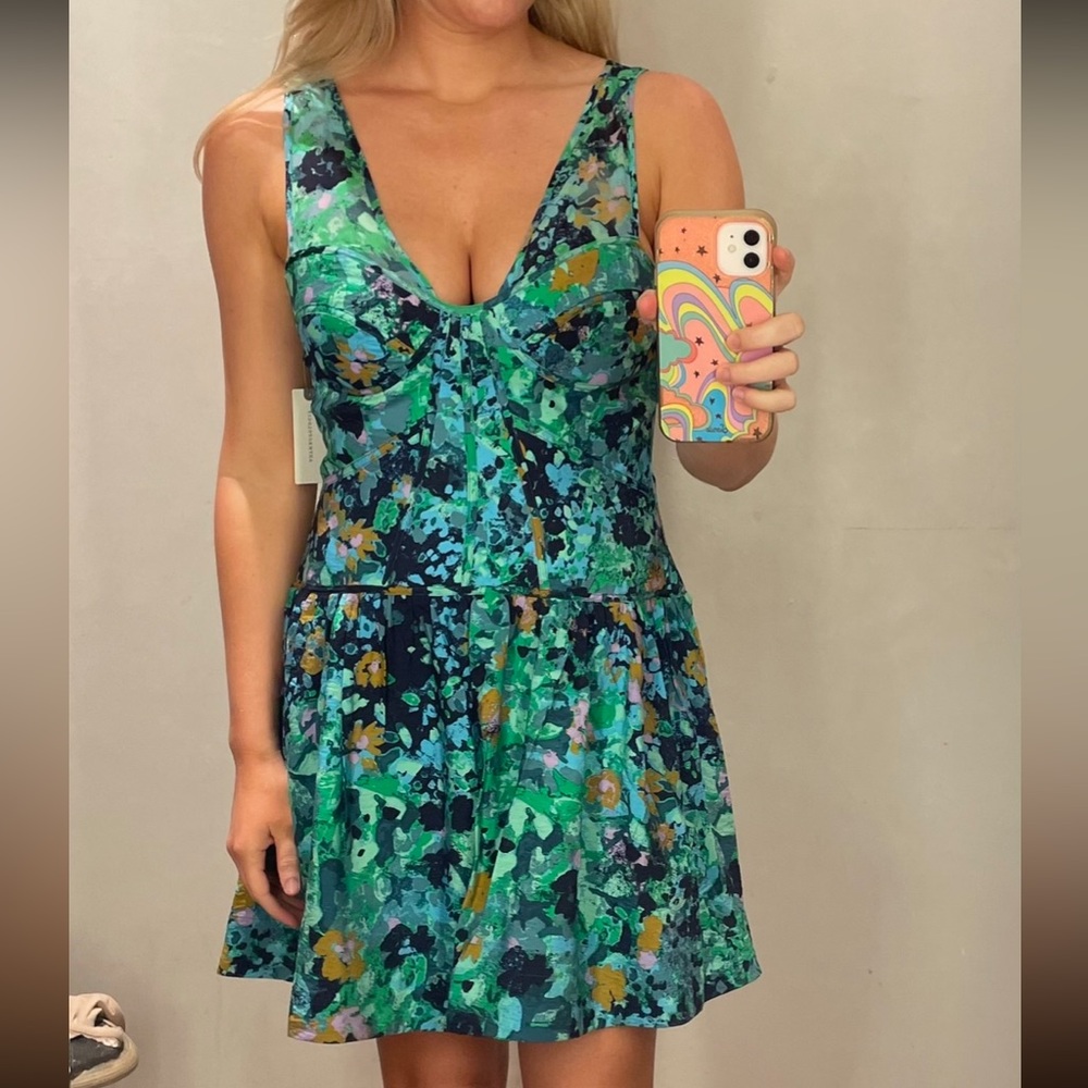 By Anthropologie green corset dress size 4